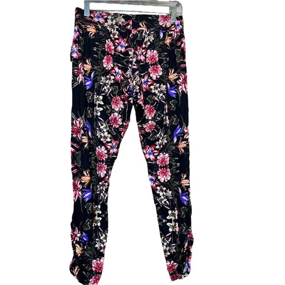 Michael Lauren Revolve Pablo Shirring Modal Black‎ Floral Jogger Pants Small NWT - Picture 1 of 12